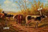 PIPIG, C., DAT. 1916, KUHABTRIEB, ÖL/LWD., 26 X 45 CM, RAHMEN