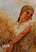 UNBEKANNTER KÜNSTLER, 60ER JAHRE, ÖL/SPANPLATTE, JUNGE FRAU IM KORNFELD, 32 X 21 CM, R.