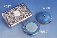 PUDERPUDERDOSE, AMERIKA, GORHAM, UM 1900, 925ER SILBER, DECKEL GUILL. UND PASTELLTÜRKIS- FARBEN UND HELLBLAU EMAILL., DEKORATIV, INNEN- ...
