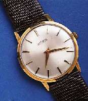 ROAMER ROAMER HERRENARMBANDUHR, SCHWEIZ UM 1965, GG 585/000, GLASR. GEDR., VERS. BLATT M. AUF- GES. GOLD-STD.-ZEICHEN, GOLDZEIGER, RUNDANKER- W., ...