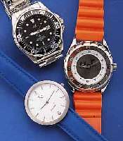 KONVOLUT:6 HERRENARMBANDUHREN, AUS AKT.PROD. IM LEDERSAMMLERETUI, VERSCH.KONZEPTE, ALLES QUARTZGEST. ANALOGANZ.,1X CITIZEN MULTIFKT. ...