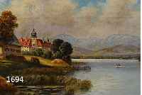 ZUSZUSCHREIBUNG: FREITAG, HORST, MÜNCHEN 1892-1968, FRAUENINSEL IM CHIEMSEE, ÖL/LWD, UNSIGNIERT, CA. 18 X 30 CM, R.