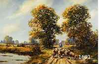 L. L. EICHENBACH, WOHL MITTE 20.JHD., ÖL/LWD, HIRTE MIT SCHAFHERDE IN IDYLLISCHER LAND- SCHAFT, M. CA. 60 X 80 CM, RAHMEN