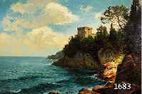 MALMALER DER MÜNCHNER SCHULE, CASTELL BROWN BEI PORTOFINO, ÖL/LWD, RE. U. UNLESERLICH SIGN (YOZ ?), UND BEZ.: MÜNCHEN, CA. 60 X 80 CM, R.