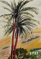 EHRICH, OTTO, GEB. 1897 BIRNBAUM/POSEN, PALME VOR SüDLICHER LANDSHCAFT, AQUARELL AUF PAPIER, LI. U. SIGN., CA. 35 X 24 CM, PP, U.GL., ...