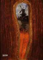 KAUKAULBACH, FRIEDRICH, SENIOR, BEMALTES FÄCHERSEGMENT, ÖL/HOLZ, VORDERSEITE BEMALT VON HYLANDER 1889, H. CA. 17 CM, R.