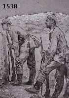MONOMONOGRAMMIST G.L., DATIERT 1915, SOLDATEN IM SCHÜTZENGRABEN, KOHLEZEICHNUNG AUF GRAUEM PAPIER, TEILS WEIß GEHÖHT, LI. U. MONOGR., CA. 58 X ...