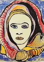 KRINNKRINNER, MICHAELA, GEB. 1915 WALDMÜNCHEN, MEISTERSCHÜLERIN OSKAR KOKOSCHKAS, HIER: PORTRÄT EINER FRAU, AQUARELL AUF PAPIER, RE. U. ...