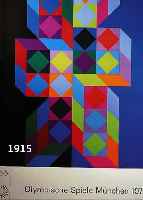 VASARELY, VIKTOR, PLAKAT OLYMPISCHE SPIELE 1972 MÜNCHEN, FARBLITHOGRAPHIE, CA. 100 X 64 CM, LEICHT KNITTERFALTIG