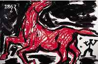 PENPENCK, A.R., GEB. 1939, DAS ROTE PFERD, FARBOFFSET, HANDSIGN., CA. 60 X 84 CM