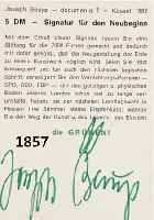 BEUBEUYS, JOSEPH, 1921-1986, 5 DM-SIGNATUR FÜR DEN NEUBEGINN, HANDSIGNIERT, CA. 15 X 10 CM