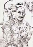 CORCORINTH, LOVIS, 1858-1925, DER KÜNSTLER UND DER TOD II, RADIERUNG, CA. 18 X 12 CM, WVZ SCHWARZ NR. 239