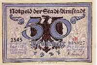 WEBERWEBER, A.PAUL, 1893 ARNSTADT-1980, KONVOLUT NOTGELDSCHEINE DER STADT ARNSTADT, GESTALTET VON A.P.WEBER, KOMPLETTE SERIE 10 PFG, 25 PFG. 50 ...