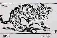 PANKOK, OTTO, KATZE, HOLZSCHNITT, RE. U. HANDSIGN., CA. 15 X 29 CM, WVZ DROSTE WH 214