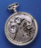 WALTHAM HERRENTASCHENUHR, USA UM 1904, NICKEL-SCHRAUB-GEH., BEIDS. VERGL., EMAILBL. AUßEN ROT 5-60, GEBL. STAHL-POIRES-ZEIGER, NICKELANKERW. IN ...