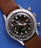 CROTON ACROTON ARMBANDCHRONOGRAPH, SCHWEIZ UM 1965, EDELST., BODEN GESCHR., KONTRASTZIFFERBL., 30-MIN.-STOPPZÄHLER, LÜNETTE M. 60ER TEILUNG, ...