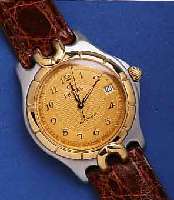 CHAGALCHAGALL DESIGNERHERRENARMBANDUHR AUTOMATIK, SCHWEIZ UM 1994, EDELST. MATT., BODEN U. KRONE GESCHR., BEI FERTIGST. WASSERD., UNGETR., ...