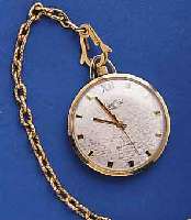 EXCELEXCELLENT SUPER ANHÄNGEUHR, GG 585/000, DEUTSCHLAND UM 1965, 17 ST., PUW KAL. 360, RINGUNR., FLACHSPIR., STOßGES., DIR. ZENTRAL- SEK., D. ...