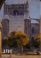 TEJETEJERO, M., SPANISCHER KÜNSTLER, DATIERT SEVILLA 1942, BLICK AUF DIE KATHEDRALE, ÖL/LWD, RE. U. SIGN. UND DAT., CA. 40 X 32,5 CM, R.