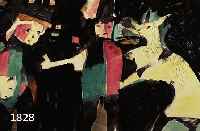 TROTROUP, MIROSLAV, 1917, KARNEVAL, AQUARELL, VERSO AUF AUFKLEBER BEZ. U. DAT. 1948, CA. 31X42 CM, UNTER GLAS GER.