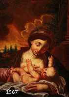 UNBUNBEK. KÜNSTLER UM 1600, WOHL SCHWÄBISCH, MADONNA MIT KIND, ÖL/LWD. (SORGF. REST.), CA. 55X41 CM, R.