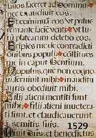 BLATT AUS EINER MISSALE, UM 1480-1520, MIT REICHER RANDVERZIERUNG UND GROßEN VERGOLDETEN INITALIEN, 75 X 51 CM, RÜCK- SEITIG AUCH BESCHRIFTET, ...