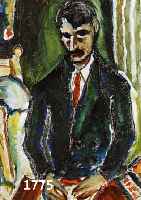 UNBEKANNTER KÜNSTLER, UMKREIS BLAUER REITER, UM 1910, PORTRÄT EINES SCHREIBENDEN MANNES, GOUACHE AUF DÜNNEM PAPIER, CA. 43 X 32 CM, ...