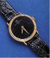 BAUME BAUME & MERCIER DAMENGOLDBANDUHR, SCHWEIZ UM 1975, GG 750/000, BODEN GEDR., SAPHIRFLACHGL., SCHMUCKKRONE, LEDERB. NEU, UHR WURDE ÜBERARB., ...