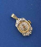 EFFEE DAMENANHÄNGEUHR AUS DAMENARMBANDUHR, GOLDSCHMIEDEARBEIT, GG 585/000, BODEN GEDR., LÜNETTE M. 8 IN WG GEF. DIAMANTEN, SCHWEIZ/ DEUTSCHLAND ...