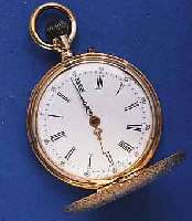 PATECKPATECK SAVONETTE DAMENTASCHEN/ANHÄNGEUHR, (NICHT P.P.C.), SCHWEIZ UM 1885, ROSE-G. 585/ 000, RUNDUMGRAV., MONOGR.-SPIEGEL FREI, EMAIL- BL. ...