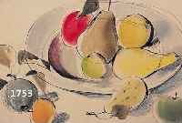 KALCKALCKREUTH, JO VON, GEB. 1912 STRAßBURG, STILLEBEN MIT OBST, TUSCHFEDER UND AQUARELL AUF PAPIER, LI. U. SIGN. UND DAT. 71, CA. 22 X 32 CM, ...