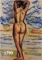BOGDBOGDANOVIC, BORESLAV, 1899-1970, STEHENDER WEIBLICHER RÜCKENAKT, WACHSKREIDE ÜBER KOHLE, RE. U. SIGN., LEICHT KNITTER- FALTIG, CA. 35 X 25 ...