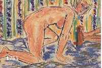 BOGDBOGDANOVIC, BORESLAV, 1899-1970, KNIEENDER WEIBLICHER AKT, WACHSKREIDE ÜBER KOHLE AUF PAPIER, LI. U. SIGN., CA. 30 X 42CM, U.GL., R.