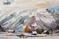 RÖHRICHT, WOLF, 1886 LIEGNITZ-1953 MÜNCHEN, VERSCHNEITE LANDSCHAFT IM GEBIRGE, AQUARELL AUF KARTON, RE. U. SIGN., CA. 30 X 40 CM, R.