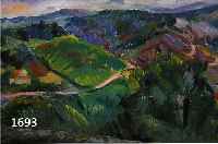 KLEPZIG, RICHARD, STUTTGART 1902-1988, HÜGELIGE BEWALDETE LANDSCHAFT, ÖL/HARTFASER, RE. U. SIGN., CA. 43 X 53 CM, R.