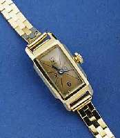 ALPINA DAMENGOLDBANDUHR, SCHWEIZ/DEUTSCHLAND UM 1936, GG 585/000-GEH. INCL. GG-GLIEDERBAND, FALTSCHL. M. DEHNUNGSAUSGL., BODEN GEDR., ORIG.-BLATT ...
