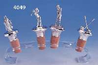 4ER 4ER SET ZIERKORKEN MIT GOLF-DARSTELLUNGEN, 925ER SILBER, VOLLPLAST. MASSIVE AUSF., VERSCH. FORMEN, SCHWÄBISCH GMÜNDER HANDARBEI- TEN, ...
