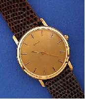 BOVENIT HERRENGOLDUHR, DEUTSCHLAND UM 1998, GG 585/000, FLACH, ELEGANT, BOD. AUFGEDR., BEI FERTIGST. WASSERGESCH., LEDERBD., ETUI, SAT. VERG. BL. ...