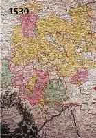 ALTKOLALTKOLOR. KUPFERSTICHK. V. LOTTER, CA. 1740, MARCHIONATUS ONOLDINI COMITATUS OETTINGENSIS (ZEIGT DIE MARKGRAFSCHAFT ANSBACH), UNTEN LI. ...