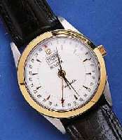 BULOVABULOVA HERRENARMBANDUHR AUTOMATIK, SCHWEIZ UM 1996, UNGETR., EDELST. POL., KRONE U. LÜNETTE HARTVERG., BODEN GESCHR., EMAILFARB. BLATT M. ...