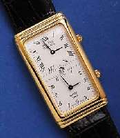 SCHWARSCHWARZ ETIENNE/COSTER DIAMONDS ZWEIZEIT- ZONENUHR, SCHWEIZ UM 1996, METALL HARTVERG., EDELST.-BODEN GEDR., BOMB. MINERALGL., 2 VON- ...