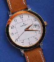 BERTOBERTOLUCCI DESIGNERARMBANDUHR, METALL RHOD., TEILW. VERG., MINERALLUPENGL., HIGH-TECH- QUARTZW. M. SEK.-TAKT U. DATUM, EMAILFARB. BLATT, ...