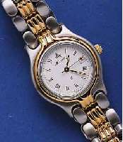 ATLANATLANTIC DAMENARMBANDUHR, SCHWEIZ UM 1995, UNGETR., EDELST. MATT. INCL. EDELST.-BAND, LÜNETTE, KRONE U. ZWISCHENGL. HARTVERG., HIGH- ...