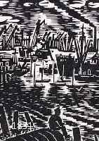 MASAMASAREEL, FRANS, 1889-1972, ZWEI HOLZ- SCHNITTE AUS: DAS GESICHT HAMBURGS, AUFLAGE 80 EXEMPLARE, BEIDE HANDSIGNIERT, CA. 13 X 10.5 CM, PP