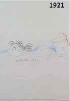KADEN, SIEGFRIED: DIE NACKTE SCHWIMMERIN, BLEI- UND FARBSTIFTZEICHNUNG AUS 2000, HAND- SIGNIERT UND DAT., CA. 8 X 17 CM, PP, R.