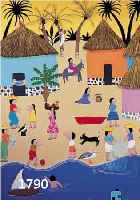 GONZALES DE VALLEJO, ANA ELVIRA, GEB. IN MEXIKO CITY, PLAYA DE PESCADORES, ÖL/LWD, LI. U. SIGN. UND DAT. 1993, CA. 60 X 40 CM, R.