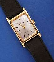 GLASHÜTTE DAMEN-/HERRENARMBANDUHR, DEUTSCHL. UM 1982, METALL, RECT., HART VERG., EDELST.- BOD. AUFGEDR., FORMANKERWERK, KAL. 09-20, 17 ST., ...