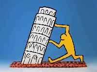 Haring, Keith, 1958-1990, "Pisa" Holzskuptur, bunt in Öl bemalt, auf dem Boden signiert, datiert 89 und betitelt, H. ca. 60 cm, B. ca. ...