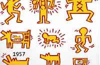 HARING, KEITH, 1958-1990, AUFKLEBERBOGEN, RE. U. HANDSIGN., 48,5 X 55,5 CM, U.GL., R.
