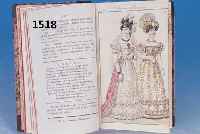 JOURJOURNAL DES DAMES ET D. MODES, GEBUNDENER HALBJAHRESBAND 2. JAHRESHÄLFTE 1825, CA. 26 KOLORIERTE KUPFERSTICHTAFELN, JE CA. 15,5 X 9,5 CM, ...